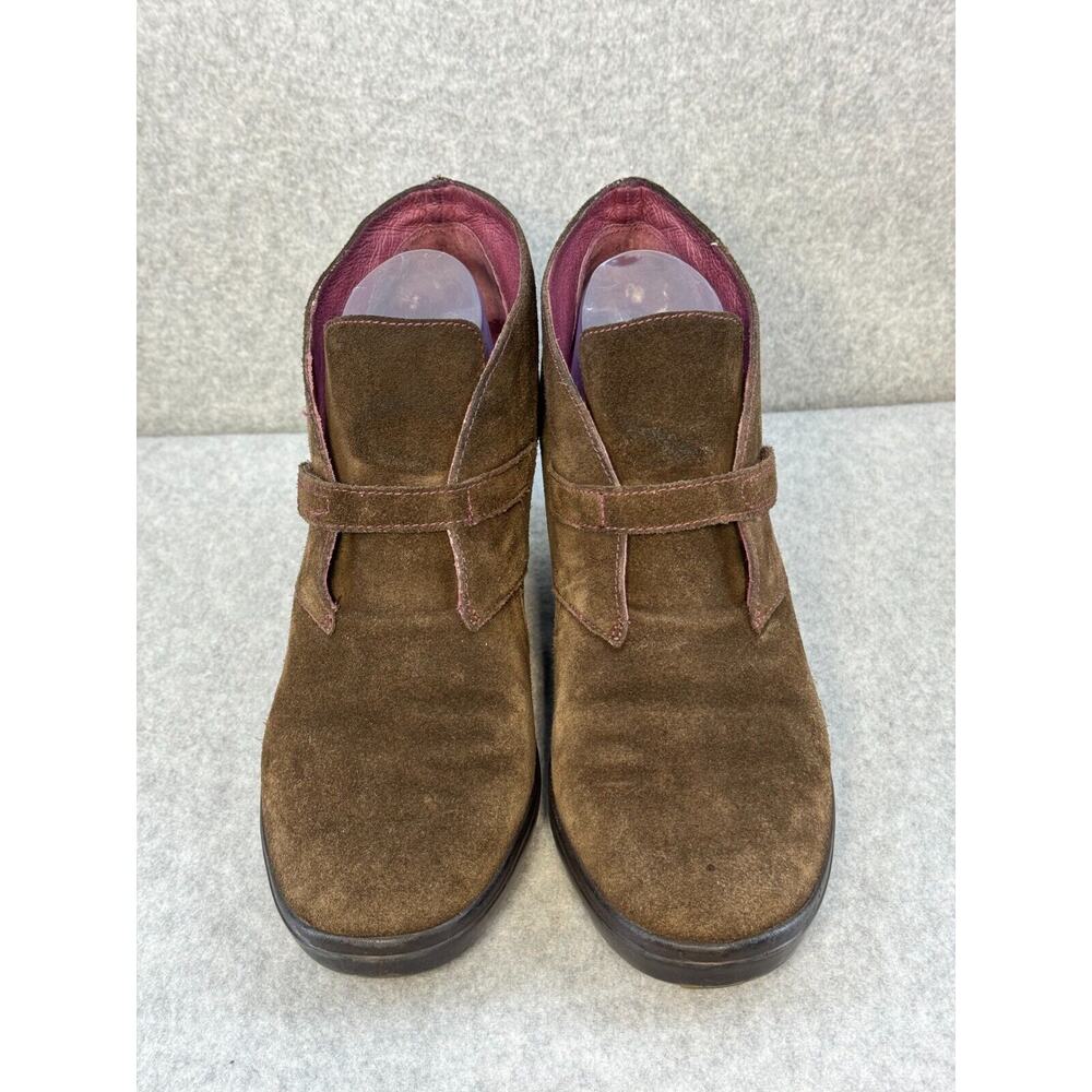 Tsubo Wedge Booties Decari Brown Suede Hook & Loop Ankle Boots Womens Size 10